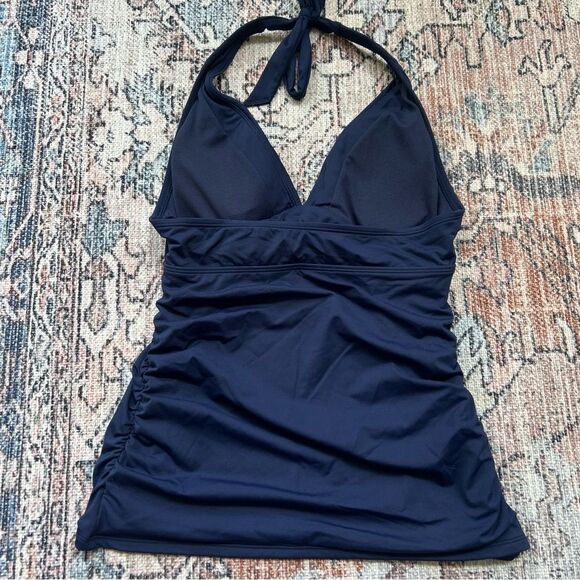 Athleta Shirrendipity Tankini Halter Top Navy Swimsuit Top Size Medium Tall - Picture 7 of 10